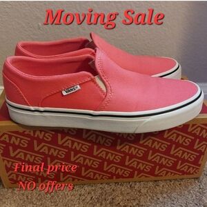 Vans Asher Slip Ons Honeysuckle Pink 7.5 EUC